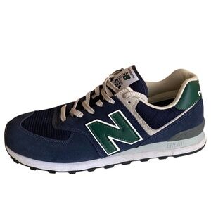 New Balance Classic 574 Men 12 D Navy Blue Green Streetwear Comfy Preppy Workout